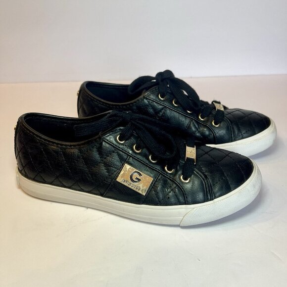 G by GUESS Shoes - G By Guess Quilted‎ Lace Up Sneakers Women's Size 6.5 Black Leather